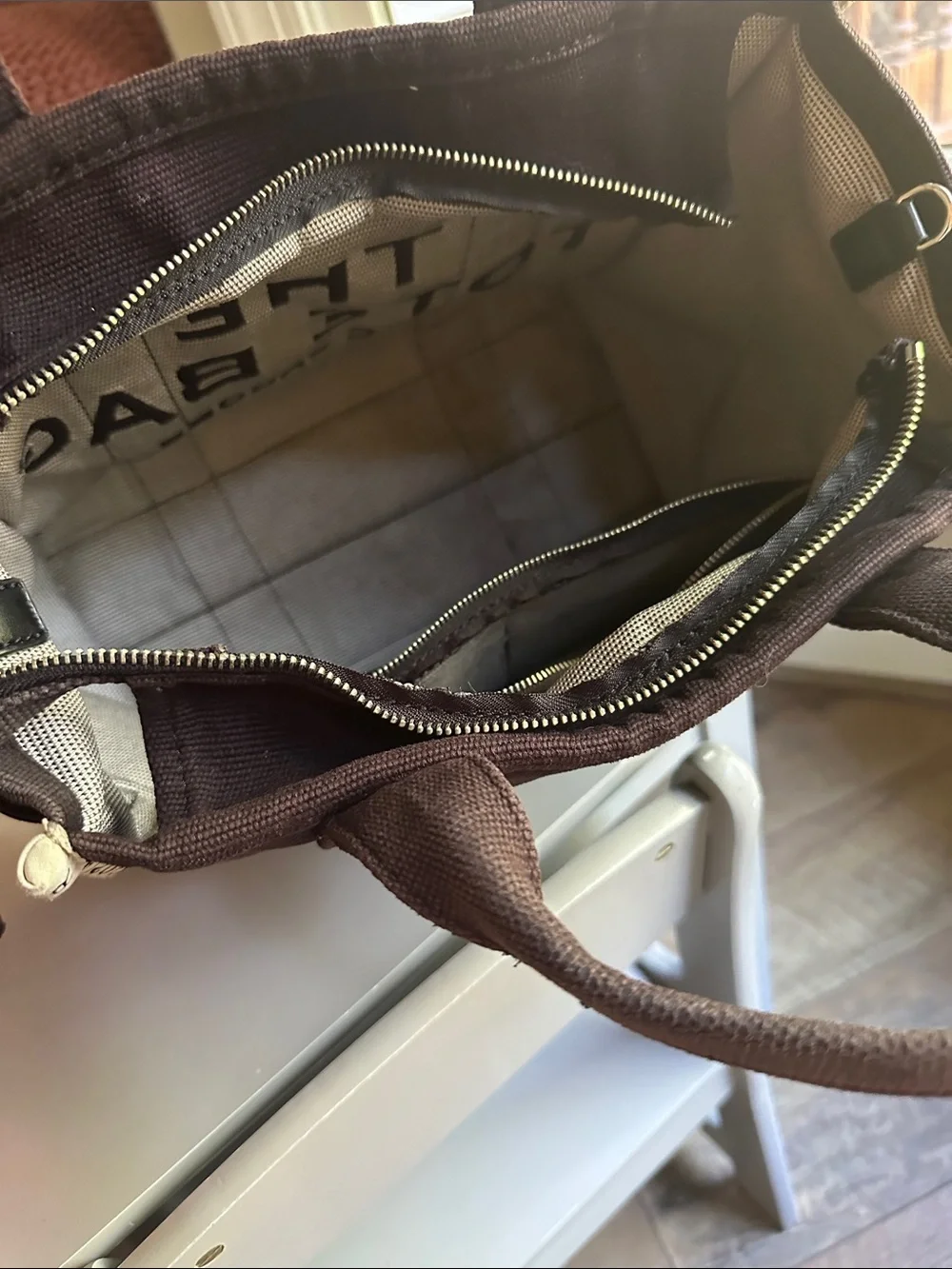 Marc Jacobs Black Canvas Tote with Cream Trim
